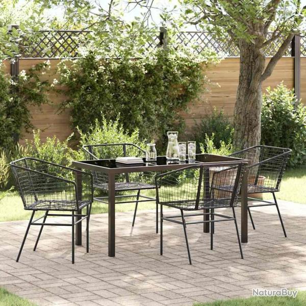 Ensemble de salle � manger pour jardin 5 pcs Noir polyrotin
