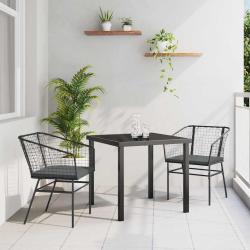 Ensemble de salle &agrave; manger pour jardin 3 pcs Noir polyrotin