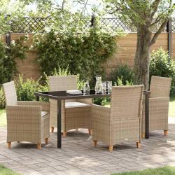 Ensemble de salle &agrave; manger pour jardin 5 pcs Beige polyrotin