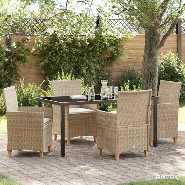 Ensemble de salle � manger pour jardin 5 pcs Beige polyrotin