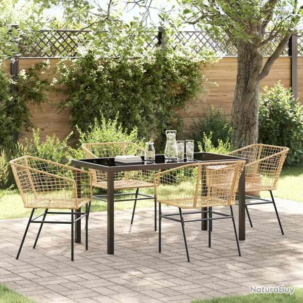 Ensemble de salle � manger pour jardin 5 pcs Marron polyrotin