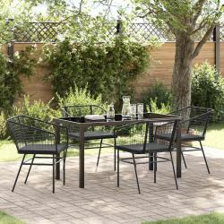 Ensemble de salle &agrave; manger pour jardin 5 pcs Noir polyrotin