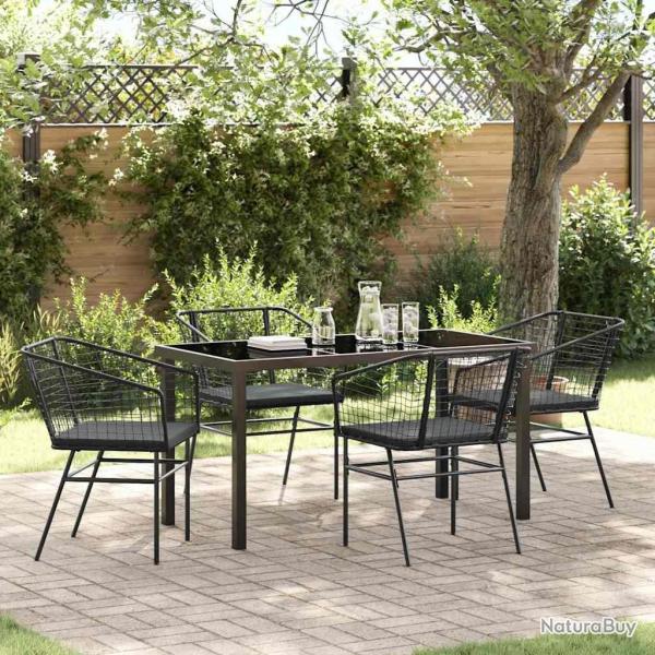 Ensemble de salle � manger pour jardin 5 pcs Noir polyrotin