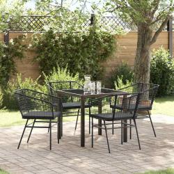 Ensemble de salle &agrave; manger pour jardin 5 pcs Noir polyrotin