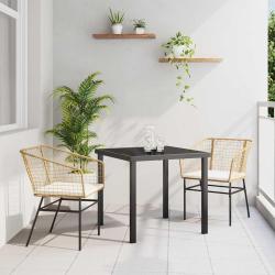 Ensemble de salle &agrave; manger pour jardin 3 pcs Marron polyrotin