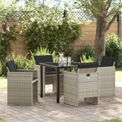 Ensemble de salle &agrave; manger pour jardin 5 pcs Gris clair