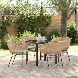 Ensemble de salle &agrave; manger pour jardin 5 pcs Marron