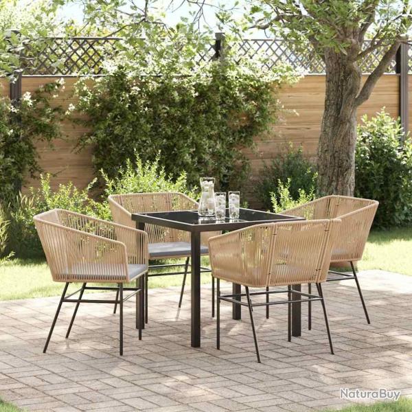 Ensemble de salle � manger pour jardin 5 pcs Marron