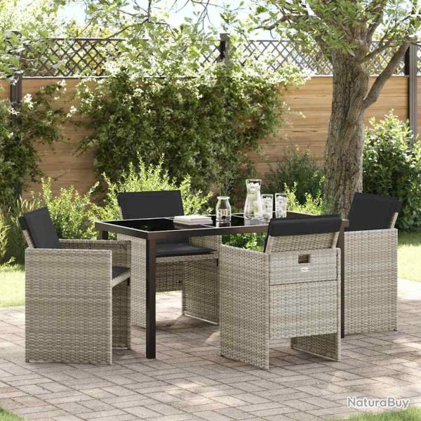 Ensemble de salle � manger pour jardin 5 pcs Gris clair