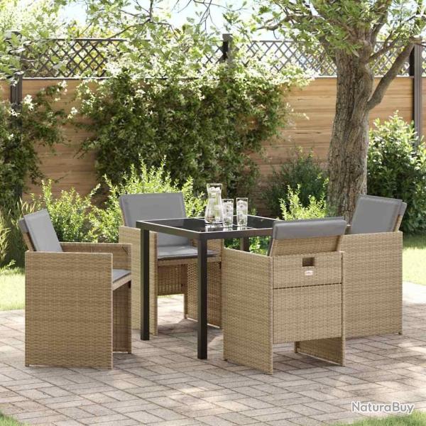Ensemble de salle � manger pour jardin 5 pcs Beige polyrotin