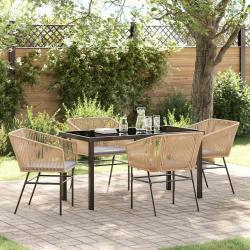 Ensemble de salle &agrave; manger pour jardin 5 pcs Marron