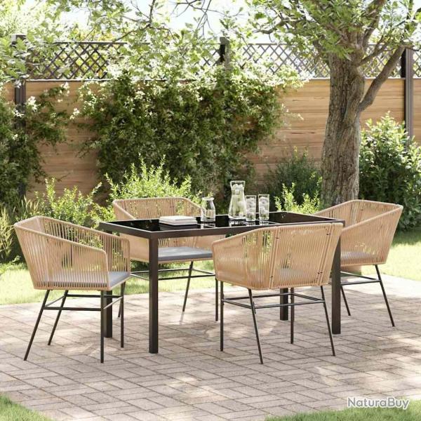 Ensemble de salle � manger pour jardin 5 pcs Marron
