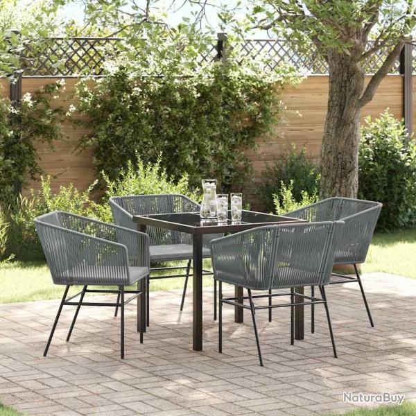Ensemble de salle � manger pour jardin avec coussin 5 pcs Gris