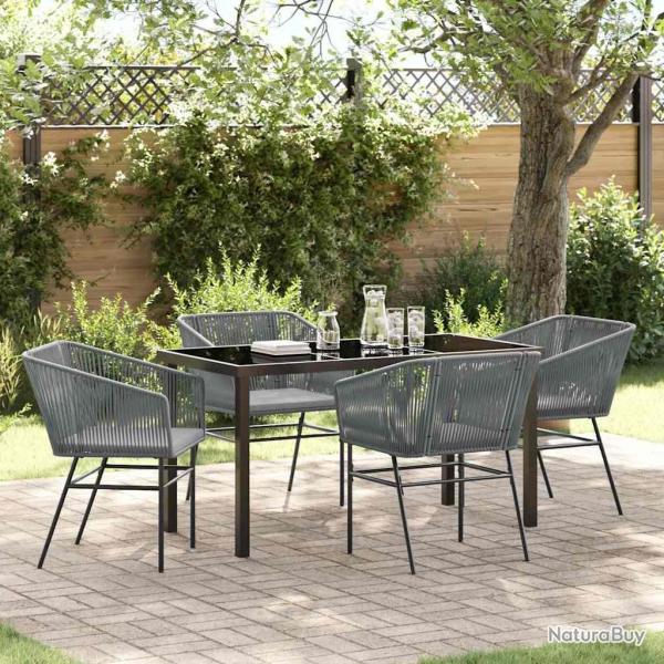 Ensemble de salle � manger pour jardin avec coussin 5 pcs Gris