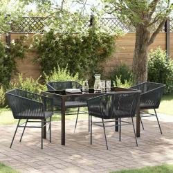 Ensemble de salle &agrave; manger pour jardin avec coussin 5 pcs Noir