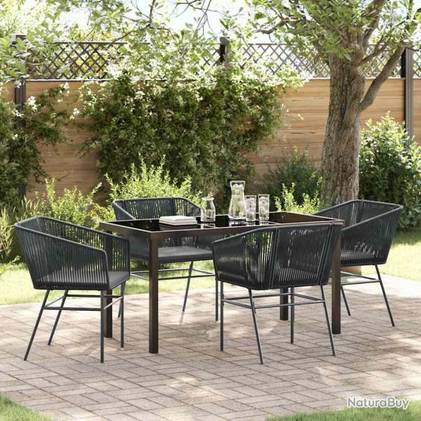 Ensemble de salle � manger pour jardin avec coussin 5 pcs Noir