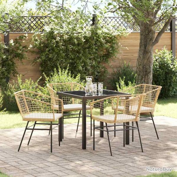 Ensemble de salle � manger pour jardin 5 pcs Marron polyrotin