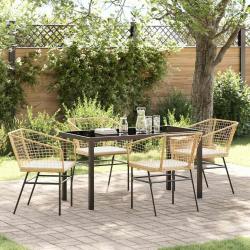 Ensemble de salle &agrave; manger pour jardin 5 pcs Marron polyrotin