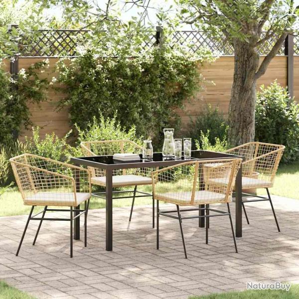 Ensemble de salle � manger pour jardin 5 pcs Marron polyrotin