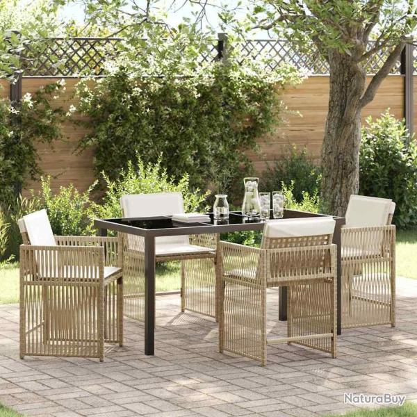 Ensemble de salle � manger pour jardin 5 pcs Beige polyrotin
