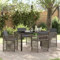 Ensemble de salle &agrave; manger pour jardin 5 pcs Gris polyrotin