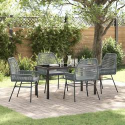 Ensemble de salle &agrave; manger pour jardin 5 pcs Gris polyrotin