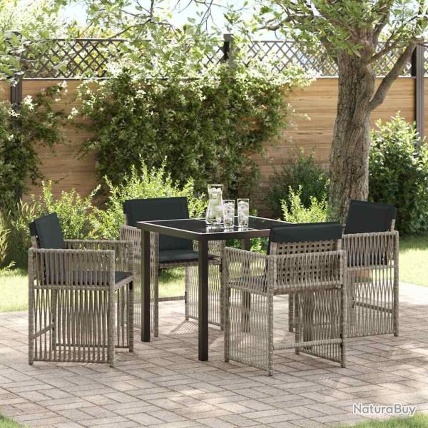 Ensemble de salle � manger pour jardin 5 pcs Gris clair