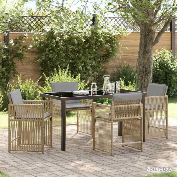 Ensemble de salle � manger pour jardin 5 pcs Beige polyrotin