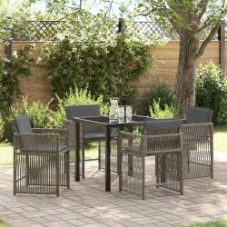 Ensemble de salle &agrave; manger pour jardin 5 pcs Gris polyrotin
