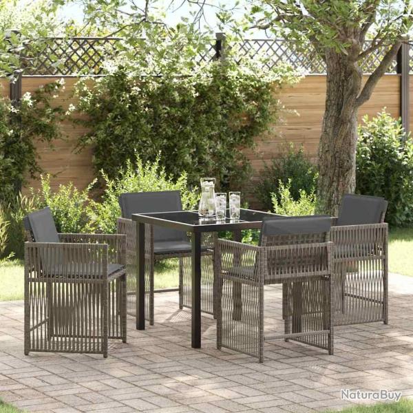 Ensemble de salle � manger pour jardin 5 pcs Gris polyrotin