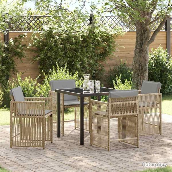 Ensemble de salle � manger pour jardin 5 pcs Beige polyrotin
