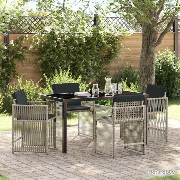 Ensemble de salle � manger pour jardin 5 pcs Gris clair