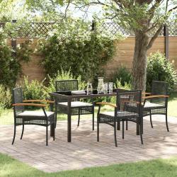 Ensemble de salle &agrave; manger pour jardin 5 pcs Noir Rotin
