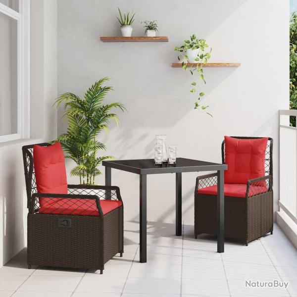 Ensemble de salle � manger pour jardin 3 pcs Marron polyrotin