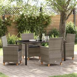 Ensemble de salle &agrave; manger pour jardin 5 pcs Gris polyrotin