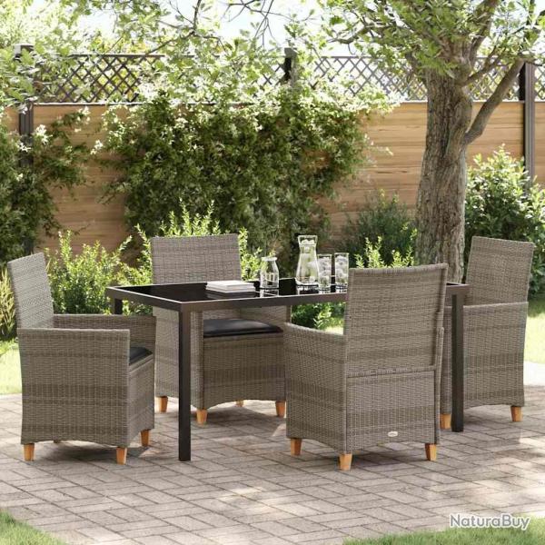 Ensemble de salle � manger pour jardin 5 pcs Gris polyrotin