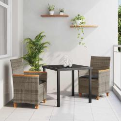 Ensemble de salle &agrave; manger pour jardin 3 pcs Gris polyrotin