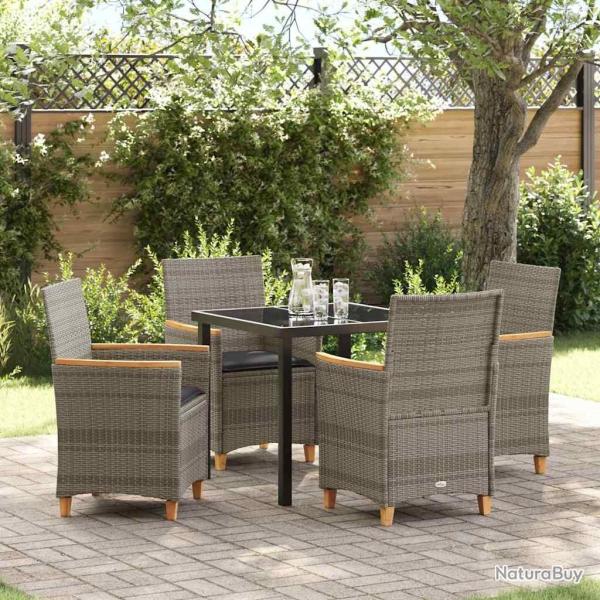 Ensemble de salle � manger pour jardin 5 pcs Gris polyrotin