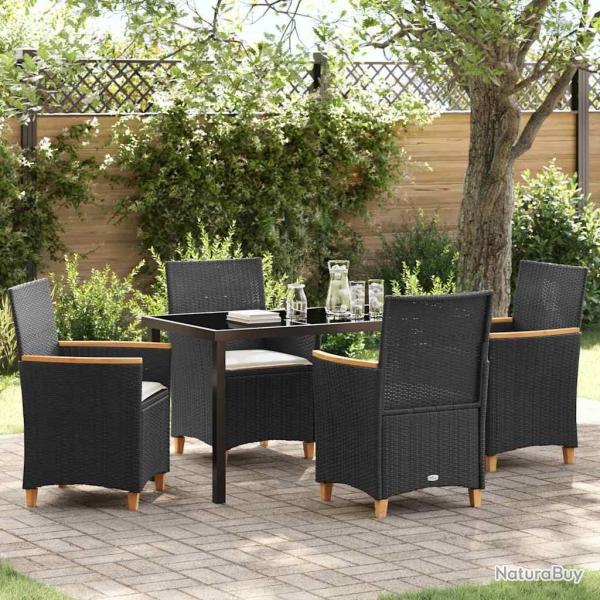 Ensemble de salle � manger pour jardin 5 pcs Noir polyrotin