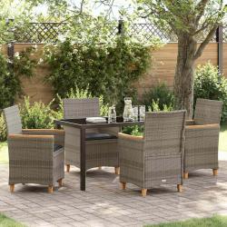 Ensemble de salle &agrave; manger pour jardin 5 pcs Gris polyrotin