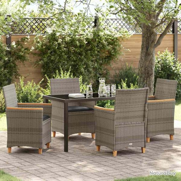 Ensemble de salle � manger pour jardin 5 pcs Gris polyrotin