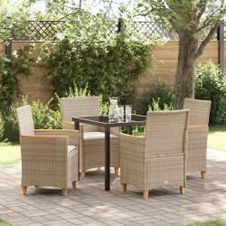 Ensemble de salle &agrave; manger pour jardin 5 pcs Beige polyrotin