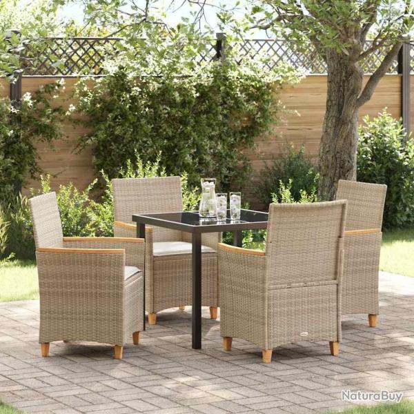 Ensemble de salle � manger pour jardin 5 pcs Beige polyrotin