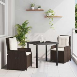 Ensemble de salle &agrave; manger pour jardin 3 pcs Marron polyrotin