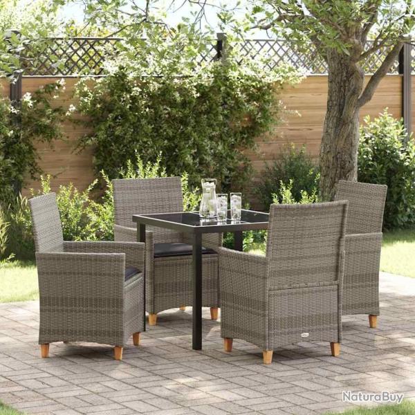Ensemble de salle � manger pour jardin 5 pcs Gris polyrotin