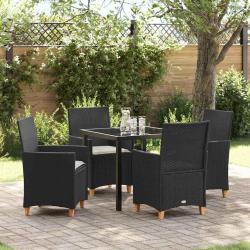 Ensemble de salle &agrave; manger pour jardin 5 pcs Noir polyrotin