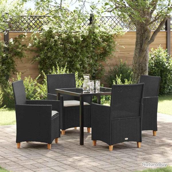 Ensemble de salle � manger pour jardin 5 pcs Noir polyrotin