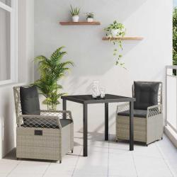 Ensemble de salle &agrave; manger pour jardin 3 pcs Gris clair