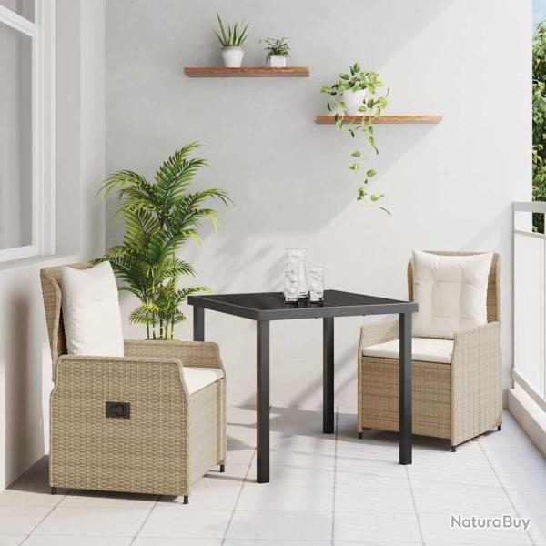 Ensemble de salle � manger pour jardin 3 pcs polyrotin