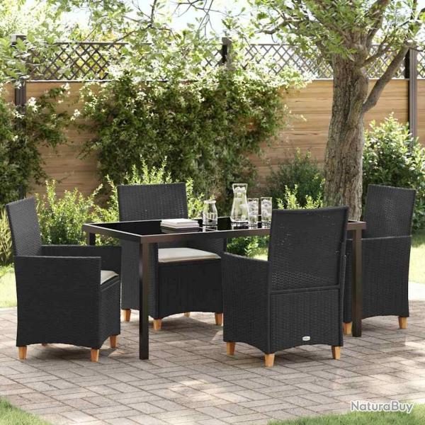 Ensemble de salle � manger pour jardin 5 pcs Noir polyrotin